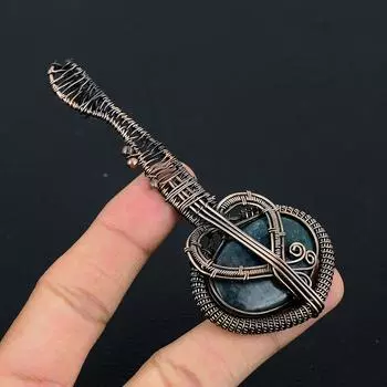 Подвеска для гитары из натуральной медной проволоки ручной работы с драгоценным камнем хризокола 3,1 O8n60