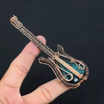 Подвеска для гитары из натуральной синего балтийского янтаря ручной работы из медной проволоки 4,53 e4c98