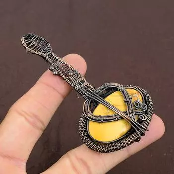 Подвеска для гитары из натуральной желтой мукаитовой медной проволоки ручной работы 3,1 дюйма U8j34