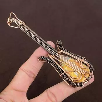 Подвеска для гитары из натуральной желтой мукаитовой медной проволоки ручной работы 4,53 дюйма P5e50