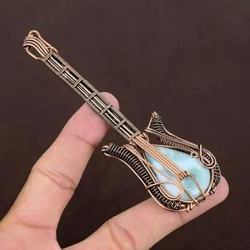 Подвеска для гитары Natural Republic Larimar ручной работы из медной проволоки 4,53 дюйма L0Y79