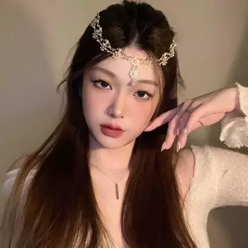 Подвеска для лба из страз и цирконов, подвеска для бровей, цепочка для головы, аксессуары для волос, повязка на голову Mori Fairy Beauty, аксессуары высокого класса, свадебный головной убор для невесты.