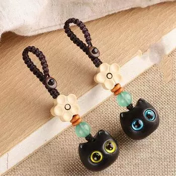 Подвеска для мобильного телефона, кольцо для ключей, подвески, ремешок для ключей, симпатичный брелок из сандалового дерева, автомобильные аксессуары для ключей D