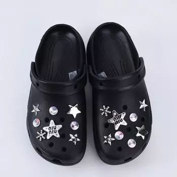 Подвеска для обуви Crocs DIY Designer Silver Star Стразы Украшения для обуви Аксессуары Подвески для Clogs Bogg Сумка Шлепанцы Sandalsv