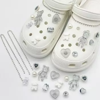 Подвеска для обуви Crocs DIY Драгоценный камень Мультфильм Медведь Цепочка Стразы Украшения для обуви Пряжка для Croc Подвески Отверстия Обувь Аксессуары