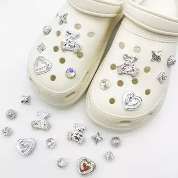 Подвеска для обуви Crocs DIY Серебряная Продвинутая мультяшная пряжка для украшения обуви с бриллиантами для Croc Charms Hole Shoes Accessories