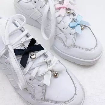 Подвеска для обуви с бантом из ленты конфетного цвета, сладкая пряжка для обуви в форме сердца с бантом, аксессуары для украшения обуви своими руками, подвеска для обуви в виде шнурка белый