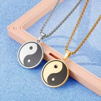 Подвеска для пары с капающим маслом Тай Чи, модное и простое ожерелье Bagua с гальваническим покрытием 3*3CM(not include chain