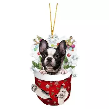 Подвеска для рождественской елки, украшения для собак, акриловые подвесные украшения, украшения для рождественской елки One Size