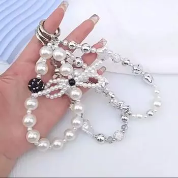 Подвеска для сотового телефона в виде звезды-банта, ослепительная цепочка для телефона Y2K, ремешок для телефона с бисером, подвеска для телефона style C