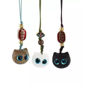 Подвеска для телефона, брелок, украшение, милый кулон в виде кошки One Size чёрный