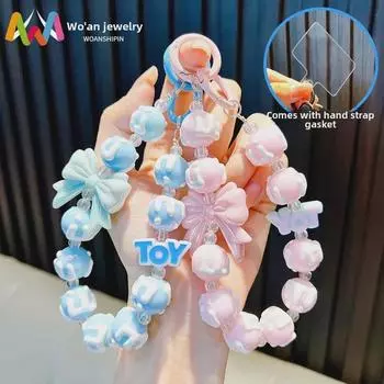 Подвеска для телефона и брелок с бантом из бисера: Подарочные аксессуары для мобильных телефонов, рюкзаков и автомобилей чёрный