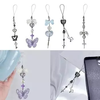 Подвеска для телефона из бисера, крутая цепочка для телефона, стильная подвеска-сумка, модная подвеска для телефона с бантом, подходит для любого случая T2