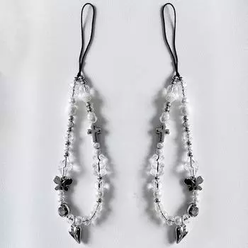 Подвеска для телефона с бантом из бисера Ins Стиль Love Cross Брелок Очаровательный чехол для наушников Подвесная веревка Анти-потерянный ремешок для телефона