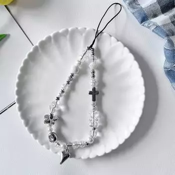 Подвеска для телефона с бантом из бисера Ins Стиль Love Cross Брелок Очаровательный чехол для наушников Подвесная веревка Анти-потерянный ремешок для телефона