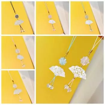 Подвеска для телефона в китайском стиле с четырьмя листами клевера, ремешок для мобильного телефона, украшение для телефона белый/фиолетовый