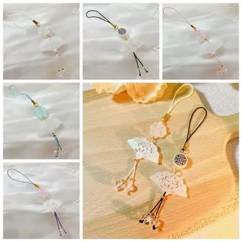 Подвеска для телефона в виде четырехлистного клевера в китайском стиле, ремешок для мобильного телефона, цепочка для мобильного телефона, ювелирное изделие в подарок белый/фиолетовый