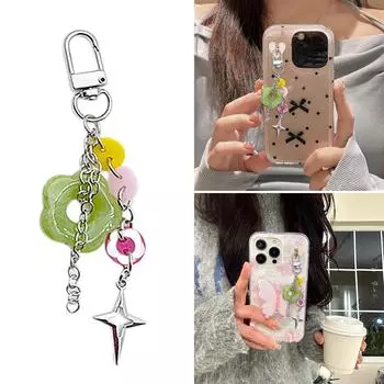 Подвеска для телефона в виде цветка, уникальная брошь, модная Звезда, брелок, стильная подвеска для сумки, подходит для телефона, брелок оранжевый