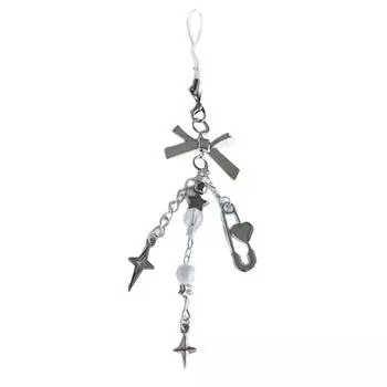 Подвеска для телефона в виде крыла ангела ручной работы, милый брелок с лентой и бантом, брелок-сердечко с бусинами, акриловый брелок-украшение 11