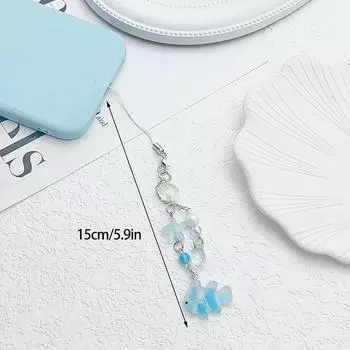 Подвеска для телефона в виде морской звезды-клоуна, брелок ручной работы из бисера для женщин и девочек, украшение для сумки, подарки синий