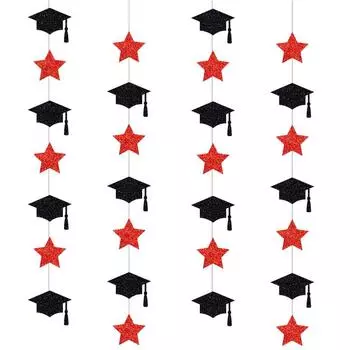 Подвеска для украшения выпускного сезона, шляпа бакалавра, звезда, подвесная гирлянда, флаг для украшения выпускного сезона университета
