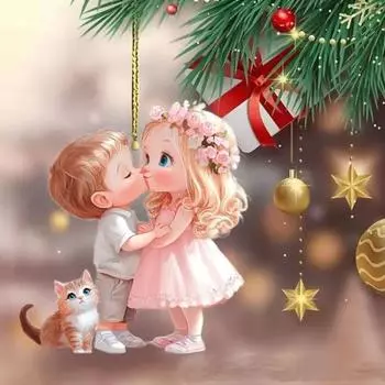 Подвеска для влюбленных пар, мальчиков и девочек, подвесной кулон в виде поцелуя, 2D-акриловый брелок, украшение для интерьера автомобиля, рюкзак, подвеска, креативный подарок