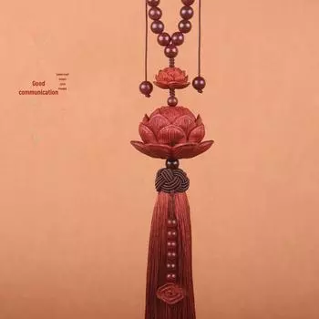 «Подвеска для зеркала заднего вида из сандалового дерева Double Lotus — высококачественный аксессуар для салона автомобиля»