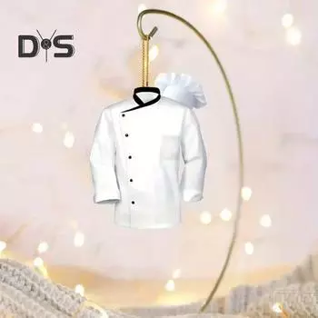 Подвеска для зеркала заднего вида в виде шеф-повара, симпатичное украшение на автомобиль в виде пальто шеф-повара, акриловое украшение на рождественскую елку для женщин и мужчин белый