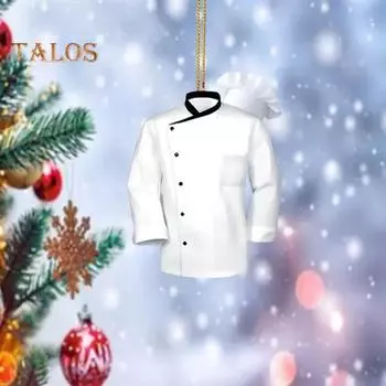 Подвеска для зеркала заднего вида в виде шеф-повара, симпатичное украшение на автомобиль в виде пальто шеф-повара, акриловое украшение на рождественскую елку для женщин и мужчин белый