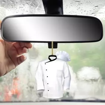 Подвеска для зеркала заднего вида в виде шеф-повара, симпатичное украшение на автомобиль в виде пальто шеф-повара, акриловое украшение на рождественскую елку для женщин и мужчин белый
