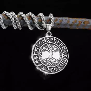 Подвеска «Древо жизни викингов» из нержавеющей стали 316L из скандинавской мифологии серебряный