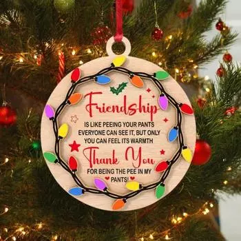 Подвеска «Дружба» Деревянная подвесная елочная игрушка Подвеска «Символ дружбы» Подарок на день рождения и Рождество для друзей разноцветный