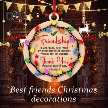 Подвеска «Дружба» Деревянная подвесная елочная игрушка Подвеска «Символ дружбы» Подарок на день рождения и Рождество для друзей разноцветный