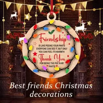 Подвеска «Дружба» Деревянная подвесная елочная игрушка Подвеска «Символ дружбы» Подарок на день рождения и Рождество для друзей разноцветный