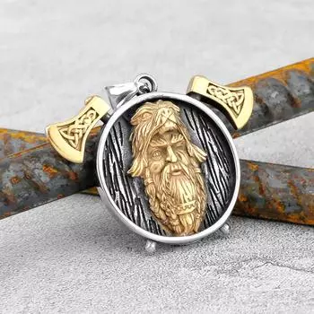 Подвеска «Двойной топор» с руной викингов и берсерка из скандинавской мифологии, в комплект входит колье длиной 60 см. серебряный