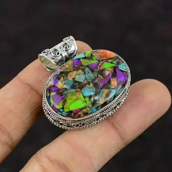 Подвеска Fiesta Kingman с бирюзой, мультимедная подвеска с бирюзой. Изящные ювелирные изделия из драгоценных камней. Подвеска из стерлингового серебра 925 пробы. Винтажная подвеска ручной работы.