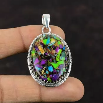 Подвеска Fiesta Kingman с бирюзой, мультимедная подвеска с бирюзой, подвеска из стерлингового серебра 925 пробы, ювелирные изделия ручной работы, свадебный подарок, подвески с драгоценными камнями