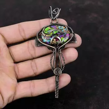 Подвеска Fiesta Kingman с бирюзой, мультимедная подвеска с бирюзой и драгоценными камнями, медная проволока, обернутая подвеска, медные украшения ручной работы, подарок для женщин