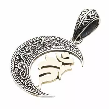 Подвеска Fudo Myoo Crescent Moon из серебра 925 пробы p0706 [Cenote] [Серебряные аксессуары]