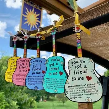 Подвеска-гитара «Дружба» деревянная «Ты во мне нашел друга», подвесное украшение, мини синий