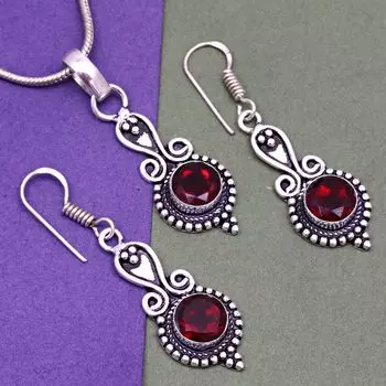 Подвеска гранат стерлинговое ювелирное изделие драгоценный камень позолоченный натуральный красный