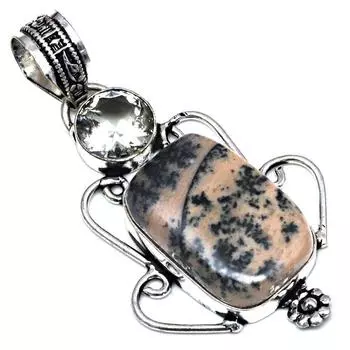Подвеска Ханни Дендритовый Опал Драгоценный Камень Серебряное Украшение Ручной Работы 2.25