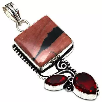 Подвеска Ханни Дендритовый Опал Гранат Драгоценный Камень Серебряные Украшения 2.75