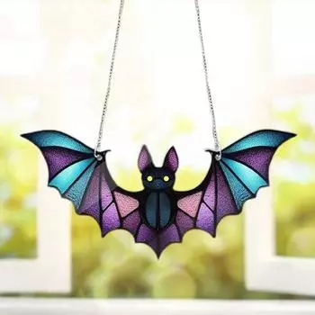 Подвеска «Хеллоуин летучая мышь» Подвеска на окно «Хеллоуин летучая мышь» Акриловая подвеска на окно «Жуткая летучая мышь» Декор для окон, дверей, стен Высококачественные отпечатки Подвеска на Хэллоуин чёрный
