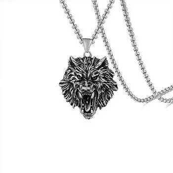 Подвеска Хип-хоп Титановая сталь Мужские украшения Ретро Ожерелье Голова Волка Мужская модная мода Властная Голова Прямая Критика Скандинавский упругий стиль