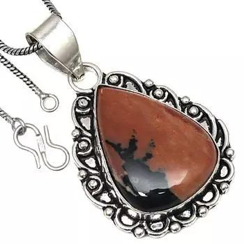 Подвеска HunnyDendritic Gemstone Handmade Antique Silver Jewelry 2