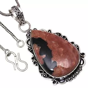 Подвеска HunnyDendritic Gemstone Handmade Ethnic Silver Jewelry 2.25