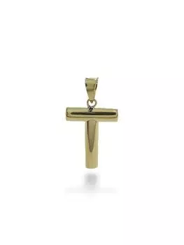 Подвеска из 14-каратного золота с буквой Т, без камней, идеального размера Подвеска