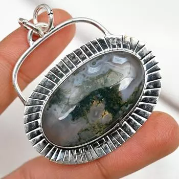Подвеска из агата Монтана, 925 пробы стерлингового серебра ручной работы, совершенно новые ювелирные изделия, подарок для него, подвеска из драгоценного камня для женщин 2.13 Inches зелёный