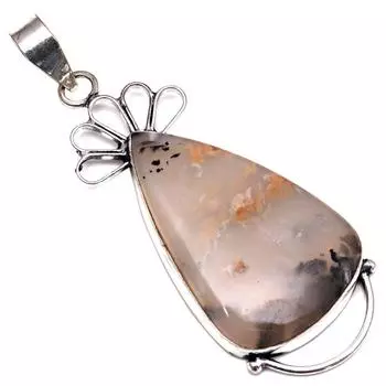 Подвеска из агата Монтана, драгоценный камень, подарок для нее, серебряное украшение 2,75 дюйма